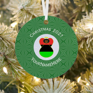 African Diaspora Angel Christmas Flag Personalized Metal Ornament