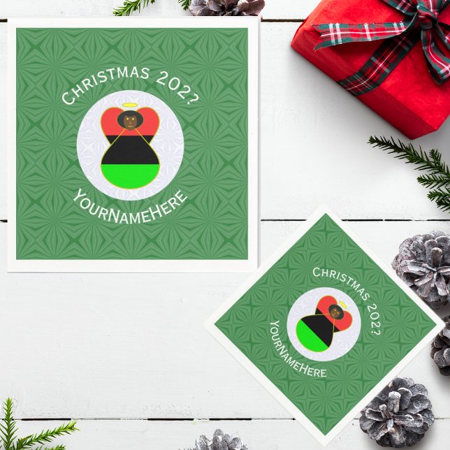 African Diaspora Angel Christmas Flag Personalized Napkin (Creator Uploaded)