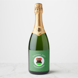 African Diaspora Angel Christmas Flag Personalized Sparkling Wine Label