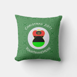 African Diaspora Angel Christmas Flag Personalized Throw Pillow