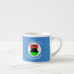 African Diaspora Angel Hanukkah Flag Personalized  Espresso Cup<br><div class="desc">Espresso cup to help you celebrate Hanukkah with this angel dressed in the Flag of the African Diaspora. This African American Angel flies in the centre of a white circle of squiggly squares set in the centre of blue squiggly squares. Add your name, or the name of someone else, if...</div>
