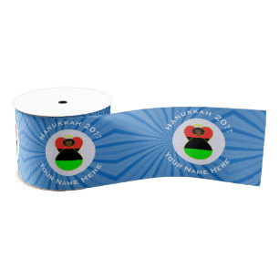 African Diaspora Angel Hanukkah Flag Personalized  Grosgrain Ribbon