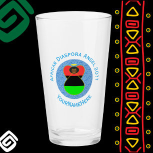 African Diaspora Angel Personalized Blue Text Glass