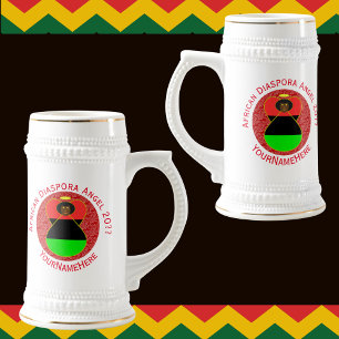 African Diaspora Angel Personalized Red Text Beer Stein