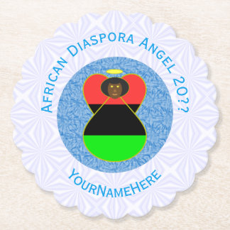 African Diaspora Flag Angel Personalized Paper Coaster