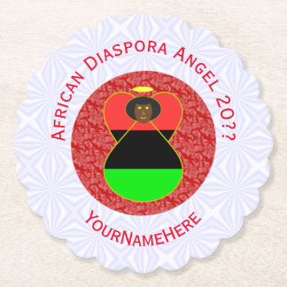 African Diaspora Flag Angel Red Personalized Paper Coaster
