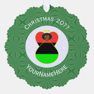 African Diaspora Flag Christmas Angel Personalized Ornament Card