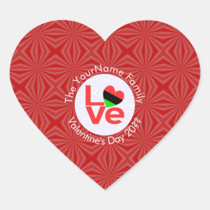 African Diaspora Heart Flag LOVE Red Personalized  Heart Sticker