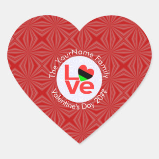 African Diaspora Heart Flag LOVE Red Personalized  Heart Sticker