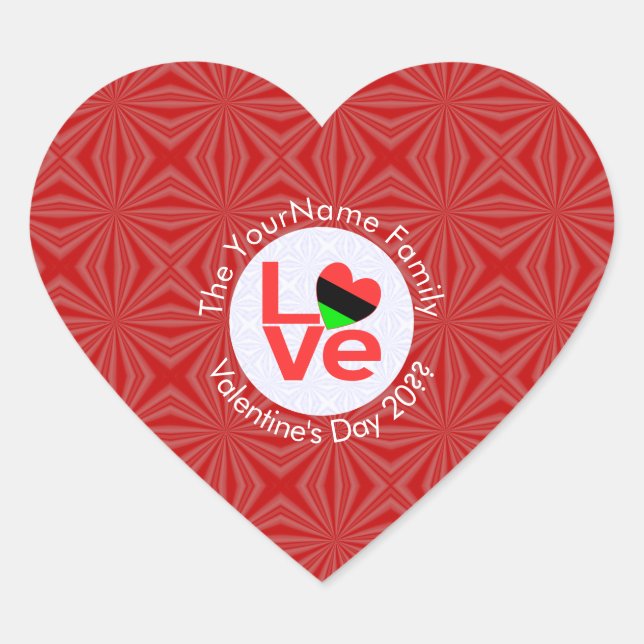 African Diaspora Heart Flag LOVE Red Personalized  Heart Sticker (Front)