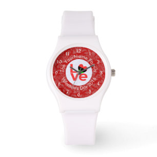 African Diaspora Heart Flag LOVE Red Personalized Watch