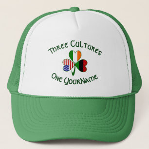 African Diaspora Ireland USA Shamrock Personalize Trucker Hat