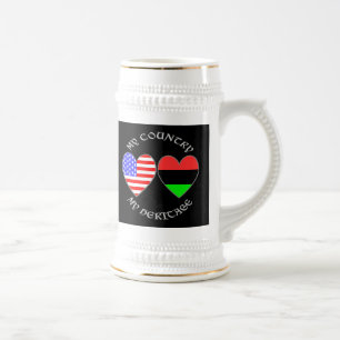 African Diaspora USA Flag Heart Country Heritage Beer Stein