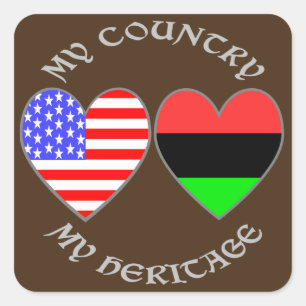 African Diaspora USA Flag Heart Country Heritage  Square Sticker