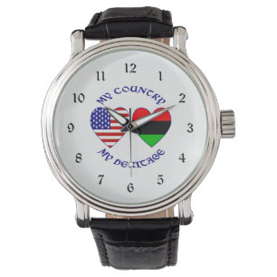 African Diaspora USA Flag Heart Country Heritage  Watch