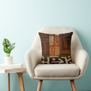 African Digital Print Motif Throw Pillow