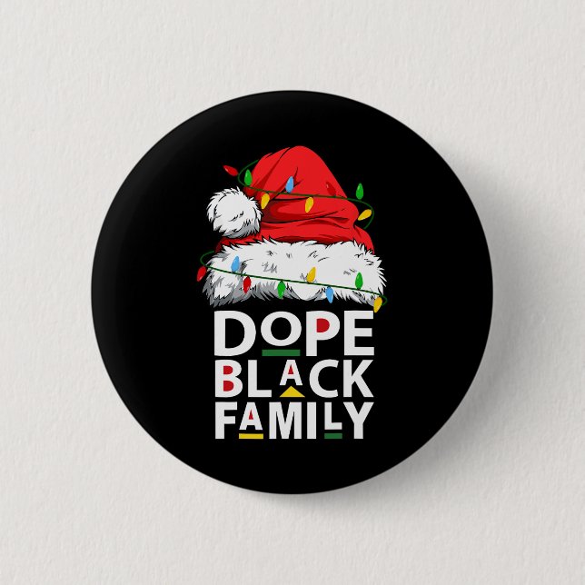 African Dope Black Family Afro Team Santa Matching 2 Inch Round Button (Front)