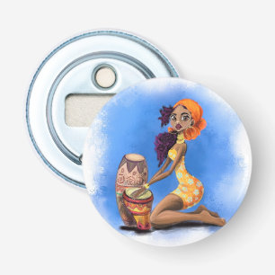 African Drummer Girl Bottle Opener Music Party