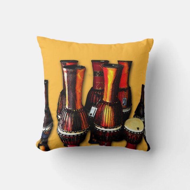 African Drums Throw Pillow (Front)