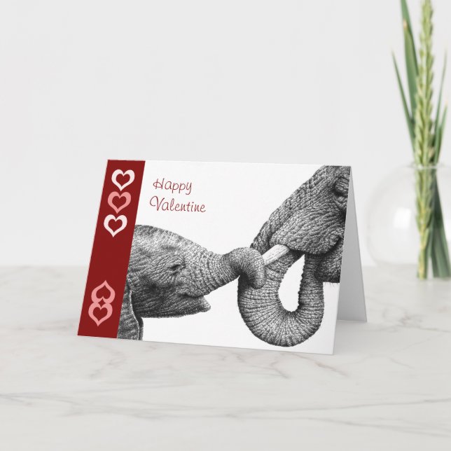 African Elephant and Baby Valentine Card (Front)