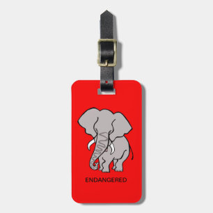  African ELEPHANT - Animal activist -Red  Luggage Tag