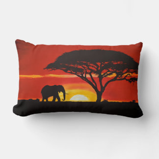 African Elephant Art Lumbar Pillow