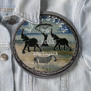 African Elephant Art Print 6 Inch Round Button