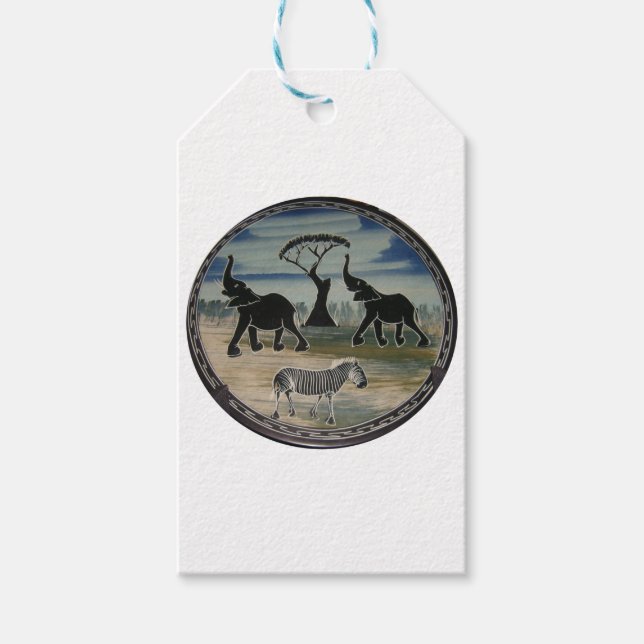 African Elephant Art Print Gift Tags (Front)