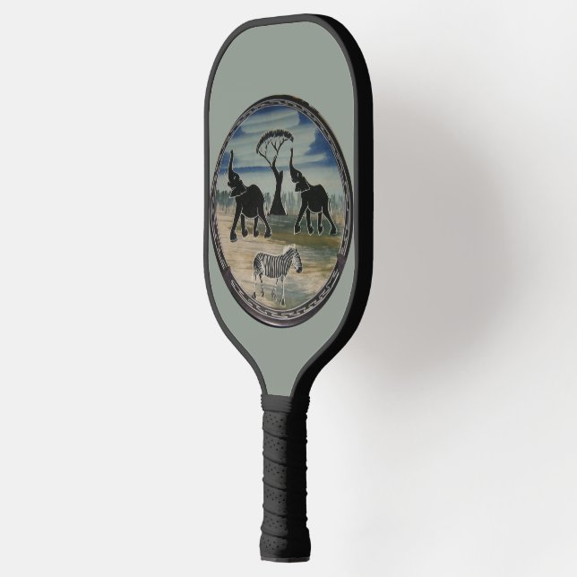 African Elephant Art Print Pickleball Paddle (Left)