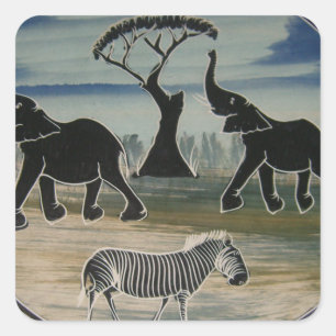African Elephant Art Print Square Sticker