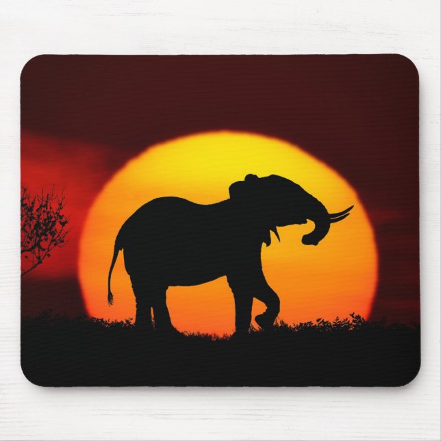 African Elephant at Sunset Mouse Pad (Front)