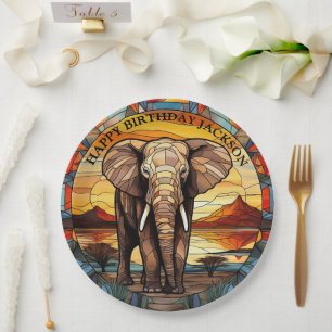 African Elephant Birthday Paper Plate