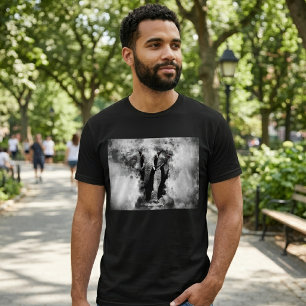 African Elephant Black and White Watercolor T-Shirt