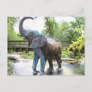 African Elephant Bronze Sculpture Postcard