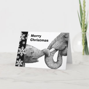African Elephant & Calf Christmas Card