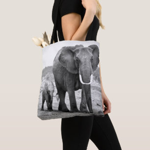 African Elephant & Calves   Kenya, Africa Tote Bag
