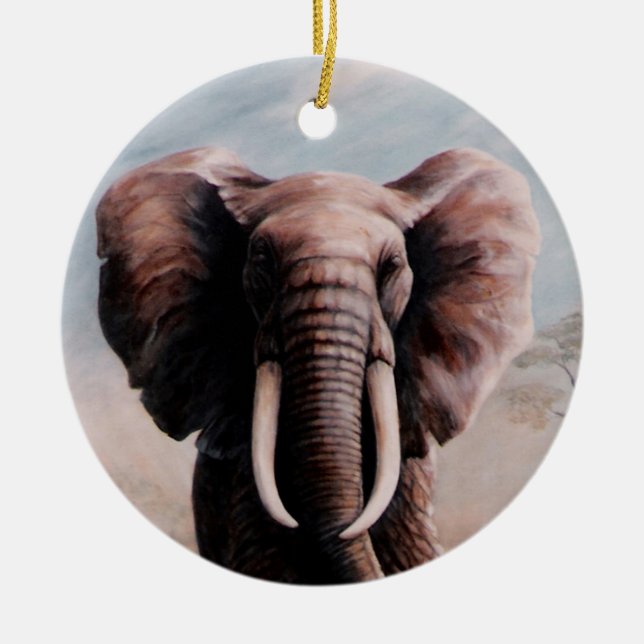 African Elephant Ceramic Ornament (Front)