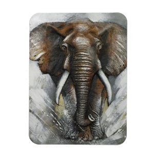 African Elephant Charging Magnet