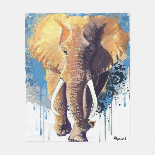African Elephant Design   Wildlife Animal  Fleece Blanket