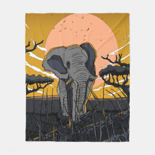 African Elephant Fleece Blanket