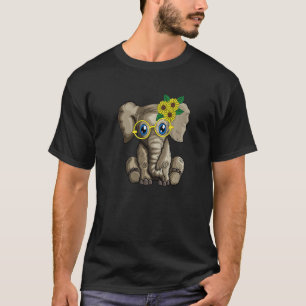 African Elephant Flowers Glasses Bow Elephant Bull T-Shirt