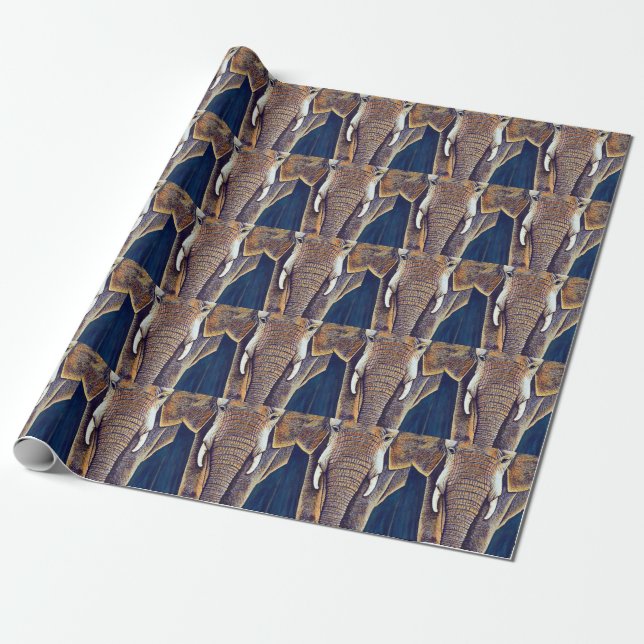 African Elephant Gift Wrapping Paper (Unrolled)