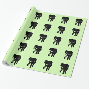 African Elephant Green Wrapping Paper