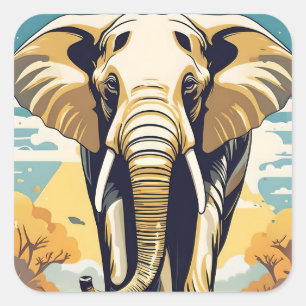 African elephant happy in safe environment.  square sticker