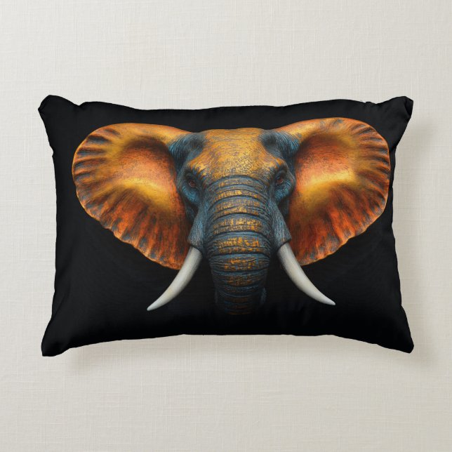 African elephant head  accent pillow (Front)