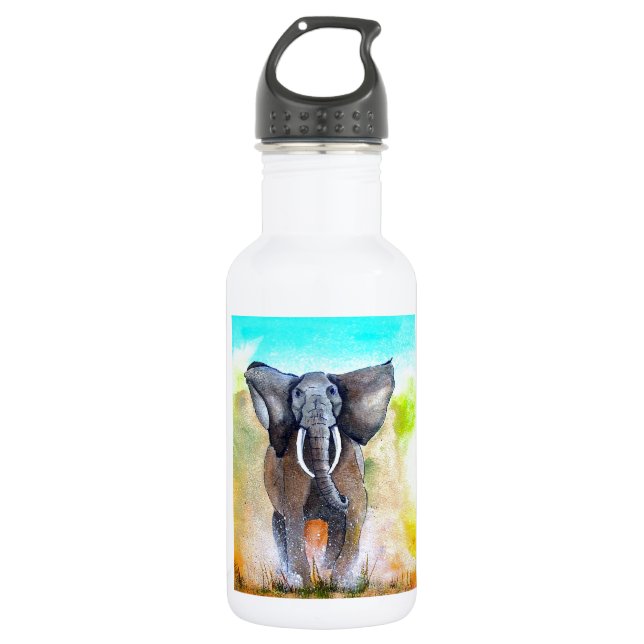 African Elephant large and powerful 532 Ml Water Bottle (Front)