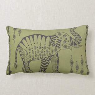 African Elephant Lumbar Pillow