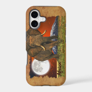 African Elephant & Moon II Cell Phone Case
