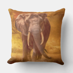 African Elephant "Nobility” Throw Pillow