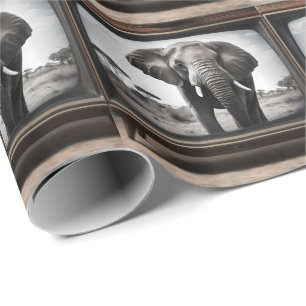 African Elephant On Analog Television, Wrapping Paper